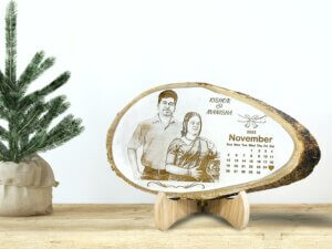 Customized Engraved Natural Wood Anniversary Calendar Photo ...