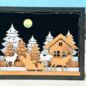 3D lighted Multi Layered Christmas Scene Shadow box