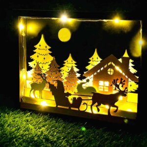 3D lighted Multi Layered Christmas Scene Shadow box