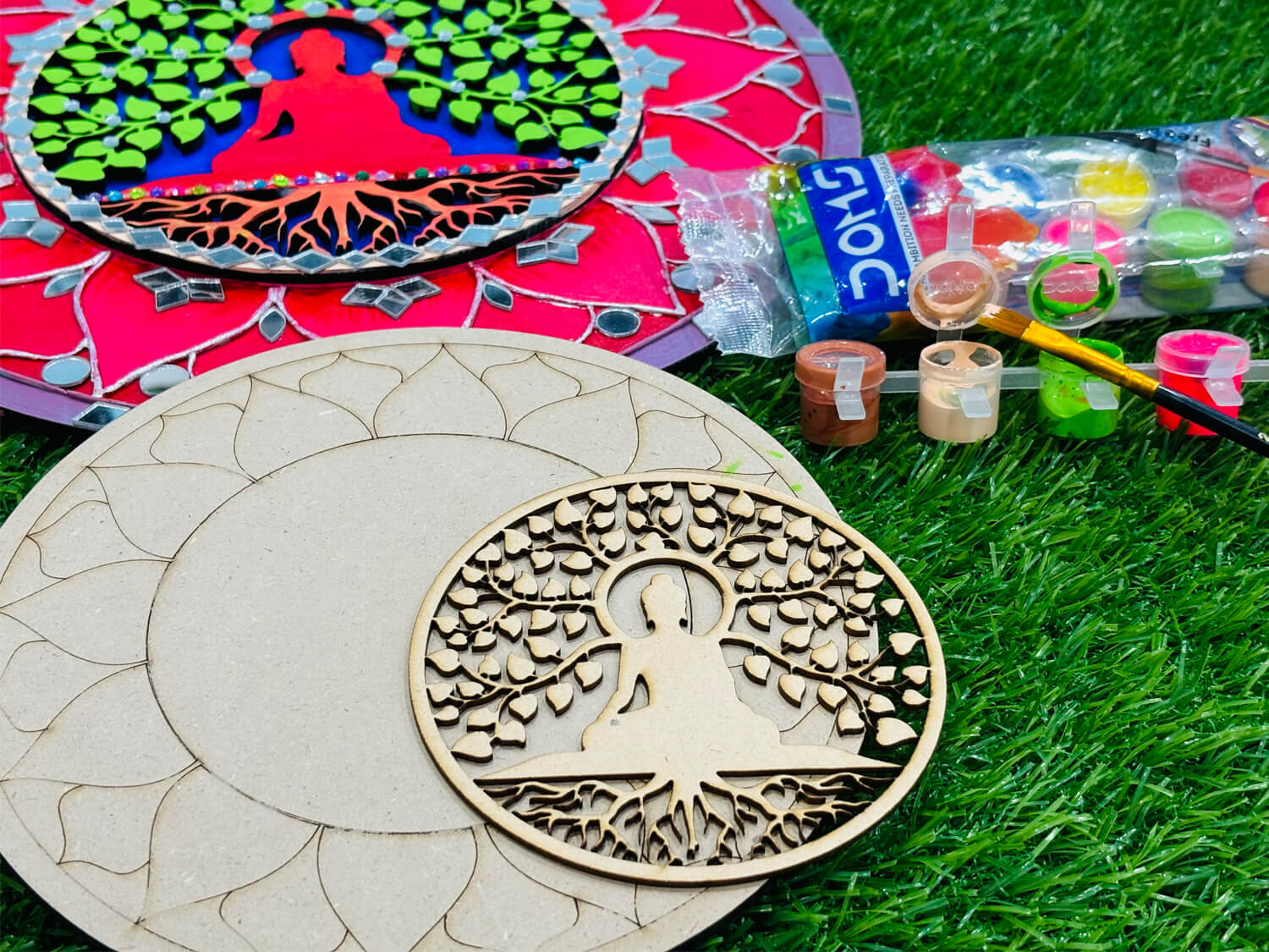 Round Buddha Wooden Lippan Art Board DIY Kit Incredible Gifts