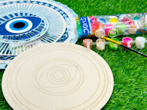 Round Evil Eye Wooden Lippan Art Board DIY Kit