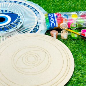 Round Evil Eye Wooden Lippan Art Board DIY Kit