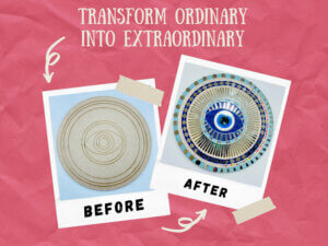 Round Evil Eye Wooden Lippan Art Board DIY Kit