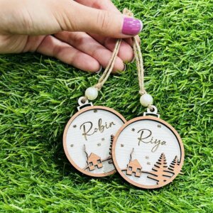 New Personalized Name Wooden Christmas Tree Hanging Ornament...