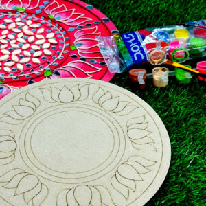 Round Lotus Wooden Lippan Art Board DIY Kit