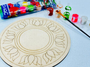 Round Lotus Wooden Lippan Art Board DIY Kit