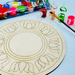 Round Lotus Wooden Lippan Art Board DIY Kit