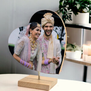 Customized Wooden Double Side Couple Heart Photo Frame