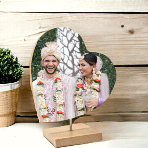 Customized Wooden Double Side Couple Heart Photo Frame