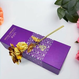 Premium Gold Plated Gold Rose Gift Box For Couple