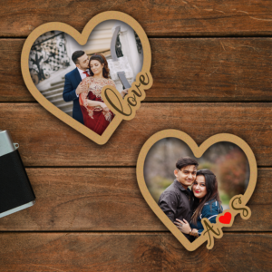 Personalized Heart Shape Couple Photo Fridge Magnets