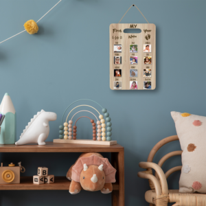 Personalized Wooden Photo Board with 12 Baby Photos