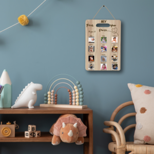 Personalized Wooden Photo Board with 12 Baby Photos