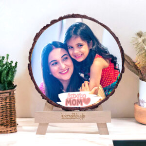 Love You Mom Wooden Round Photo Frame Personalized Gift...