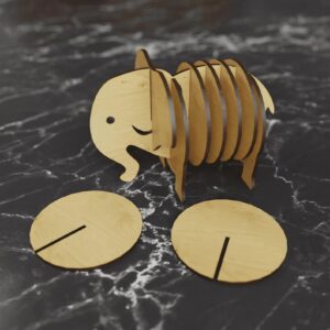 Stylish Elephant Design Coaster – Wooden Coaster ...