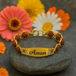 Personalized Rudraksha Rakhi with Name – Spiritual Ru...
