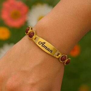 Personalized Rudraksha Rakhi with Name – Spiritual Ru...
